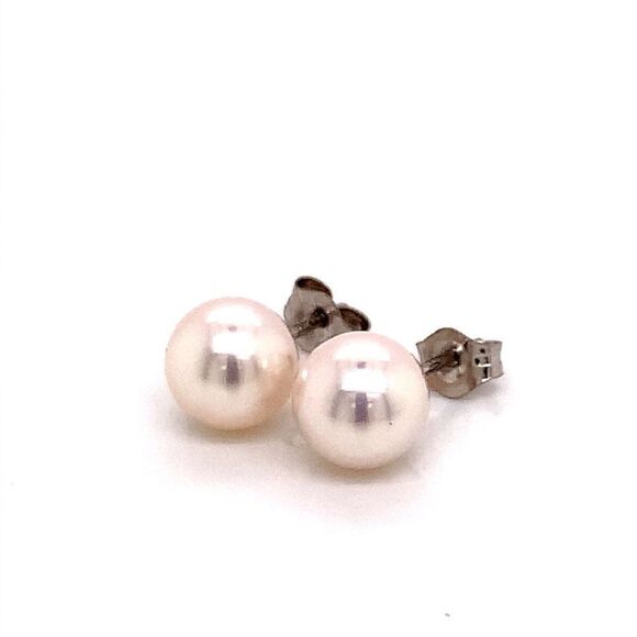 Akoya Pearl Stud Earrings 14k White Gold 6.95 mm Certified $599 015867 - Picture 10 of 12